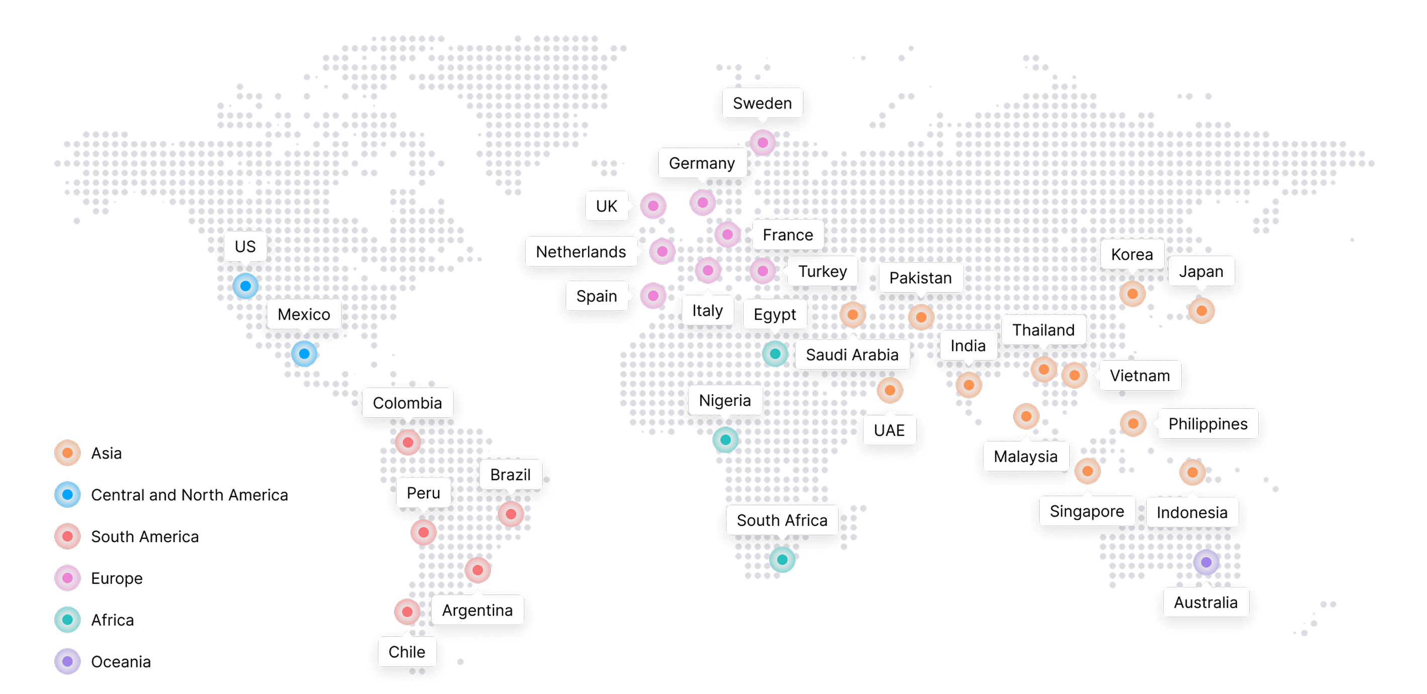 Official Tencent Cloud EdgeOne global network illustration with markets across Asia, the Americas, Europe, Africa and Oceania